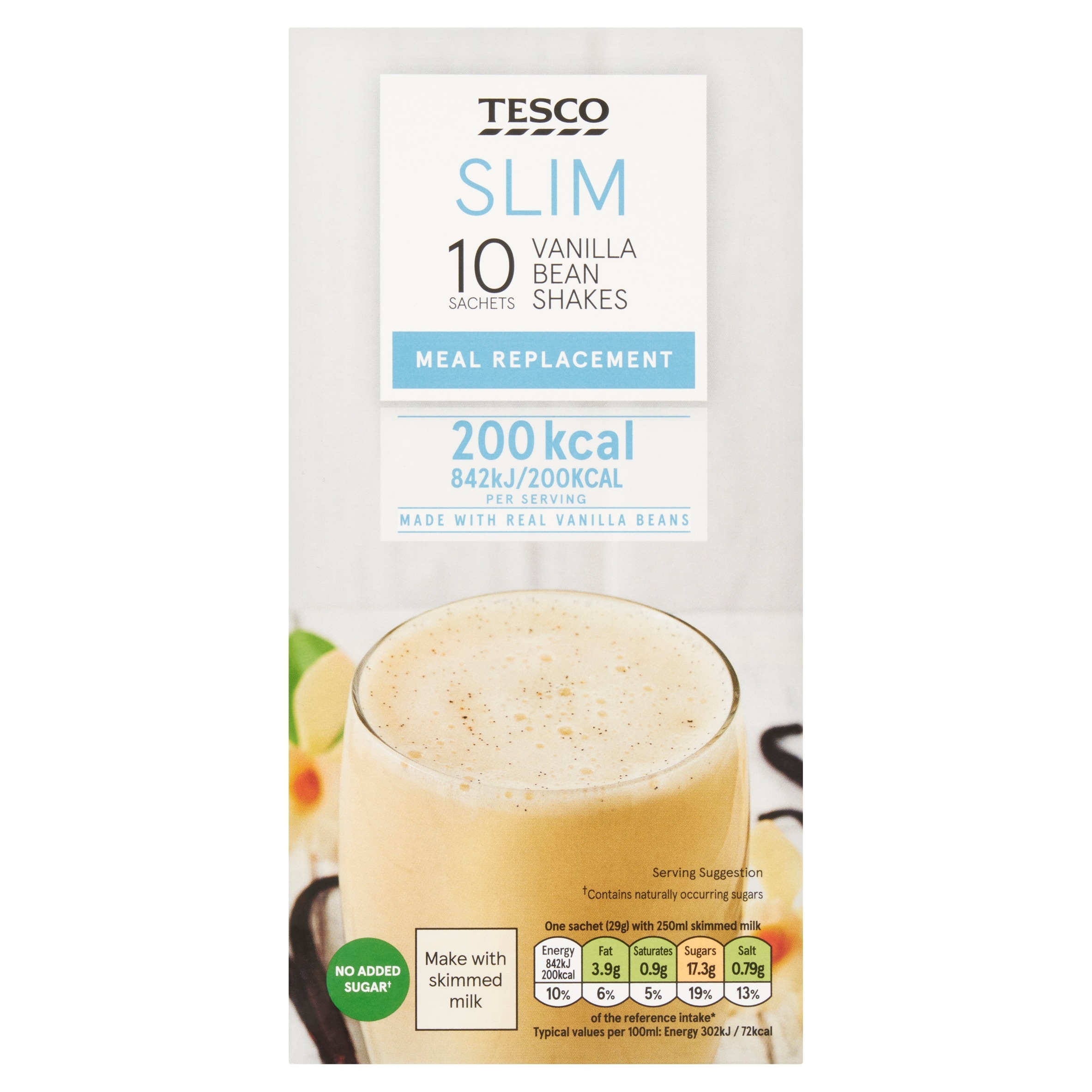 Tesco Slim Meal Replacement Shake - Vanilla Bean 10 x 29g