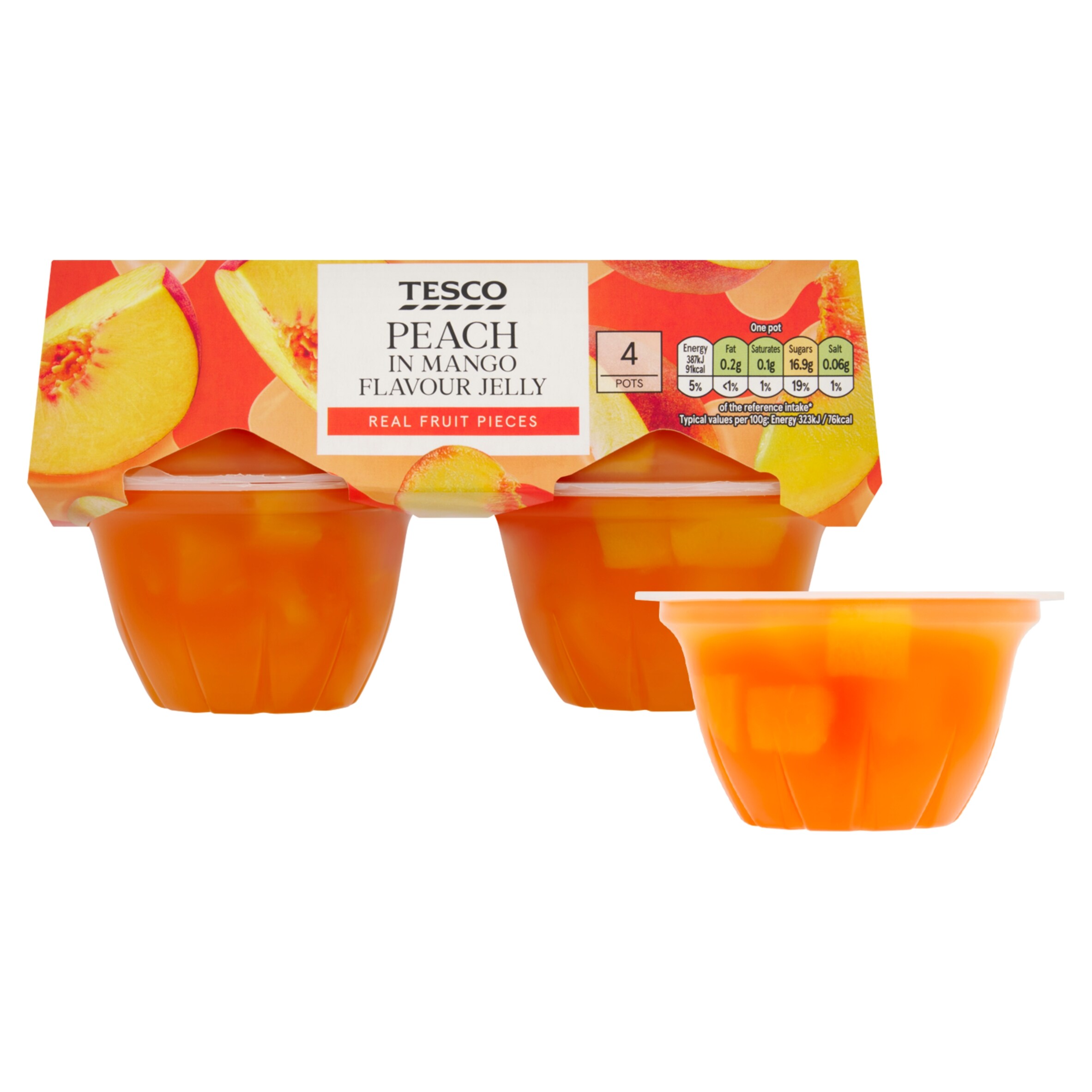 Tesco Peach in Mango Flavour Jelly 4 x 120g thumbnail 2