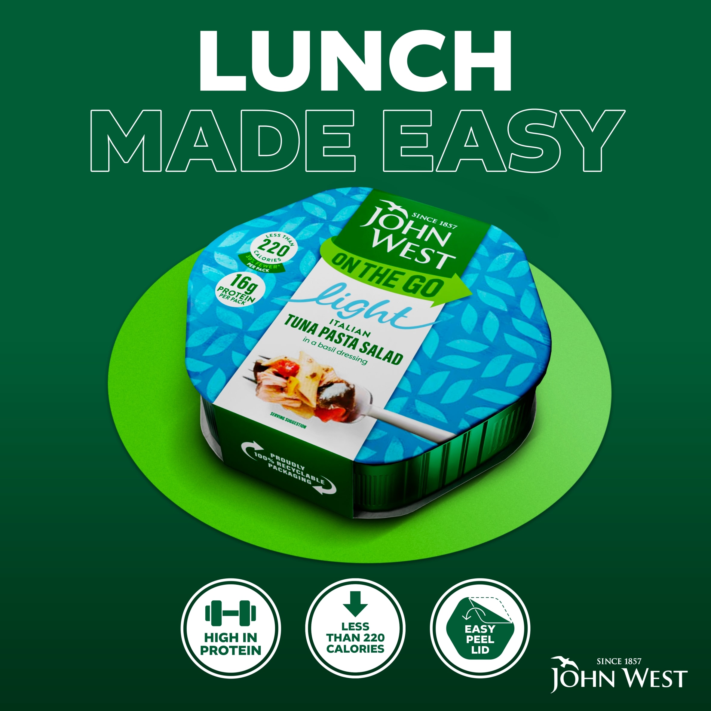 John West Light Italian Tuna Pasta Salad 220g thumbnail 2