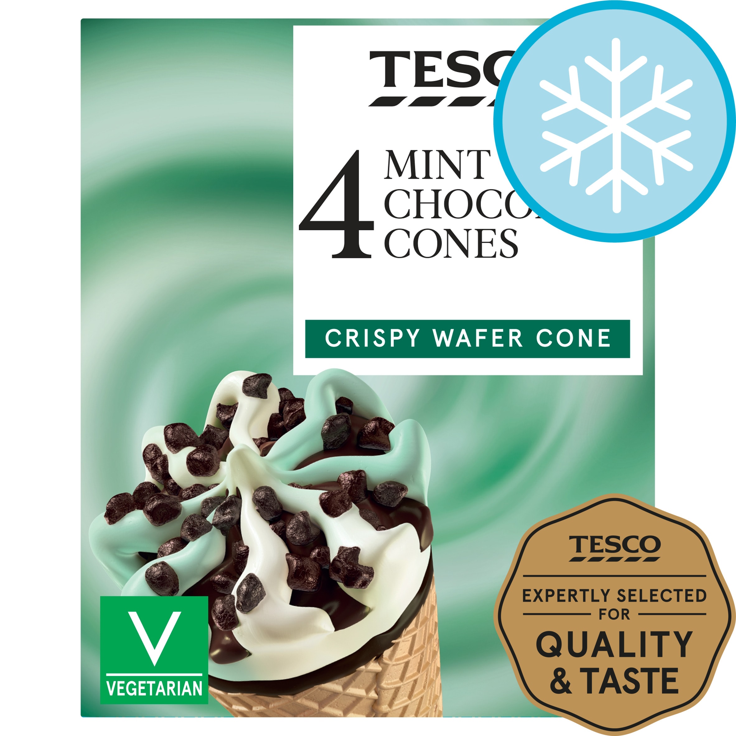 Tesco Mint & Chocolate Cones 4 X 110Ml