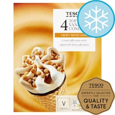 Tesco Toffee & Vanilla Cones 4 X 110Ml
