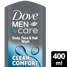 Dove Men+Care Clean Comfort 3-in-1 Body Face Hair Wash Shower Gel 400ml