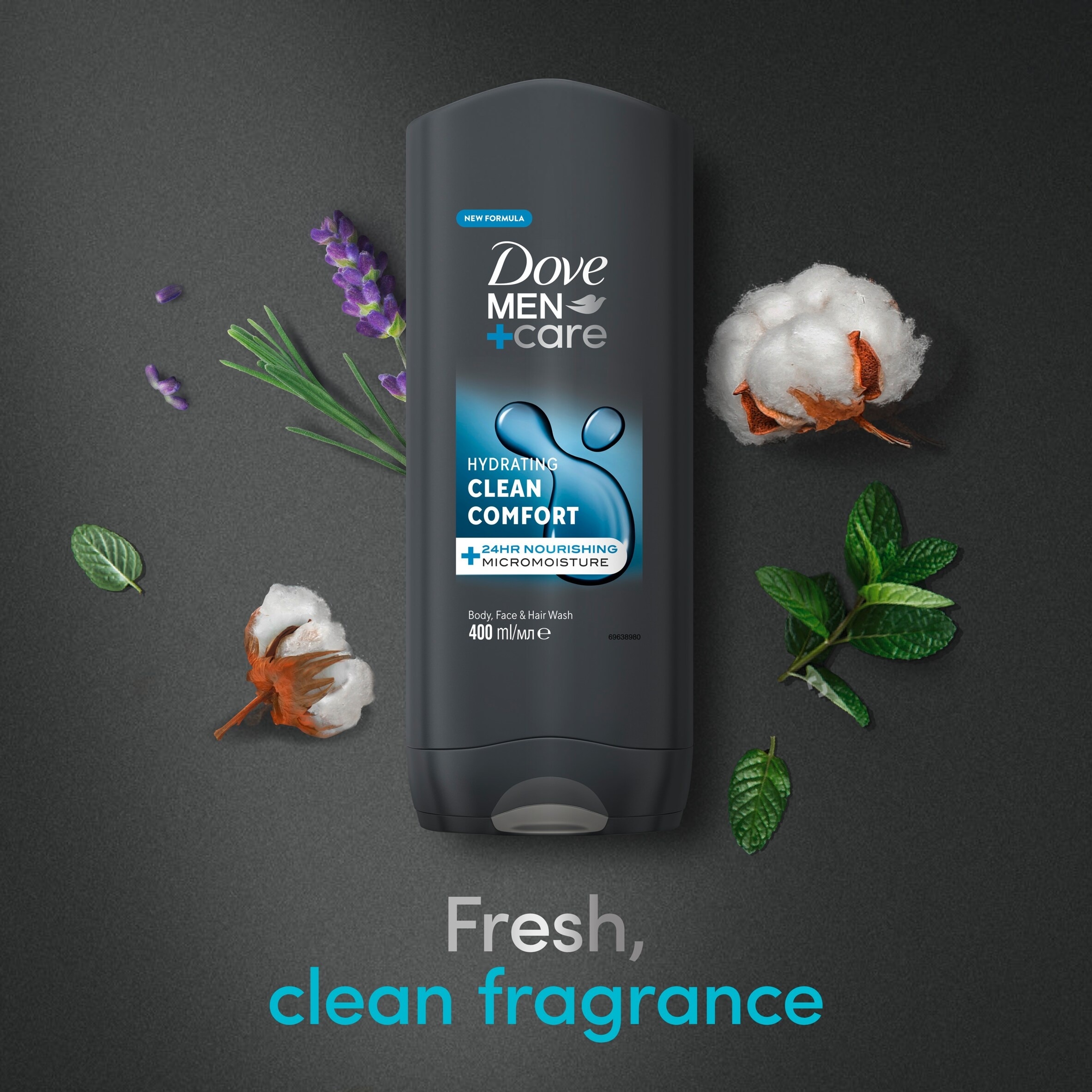 Dove Men+Care Clean Comfort 3-in-1 Body Face Hair Wash Shower Gel 400ml thumbnail 3