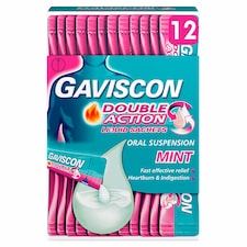 Gaviscon Double Action Mint Liquid Sachets for Heartburn & Indigestion 12 x 10ml