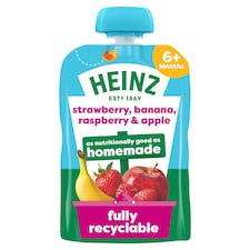Heinz Strawberry, Raspberry & Banana Baby Food Fruit Puree Pouch 100g