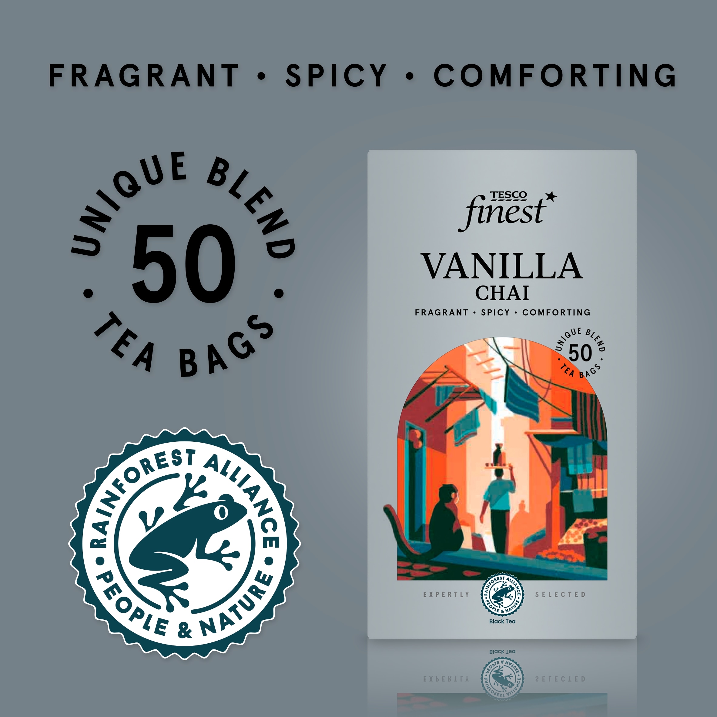 Tesco Finest Vanilla Chai 50 Tea Bags 125G thumbnail 2