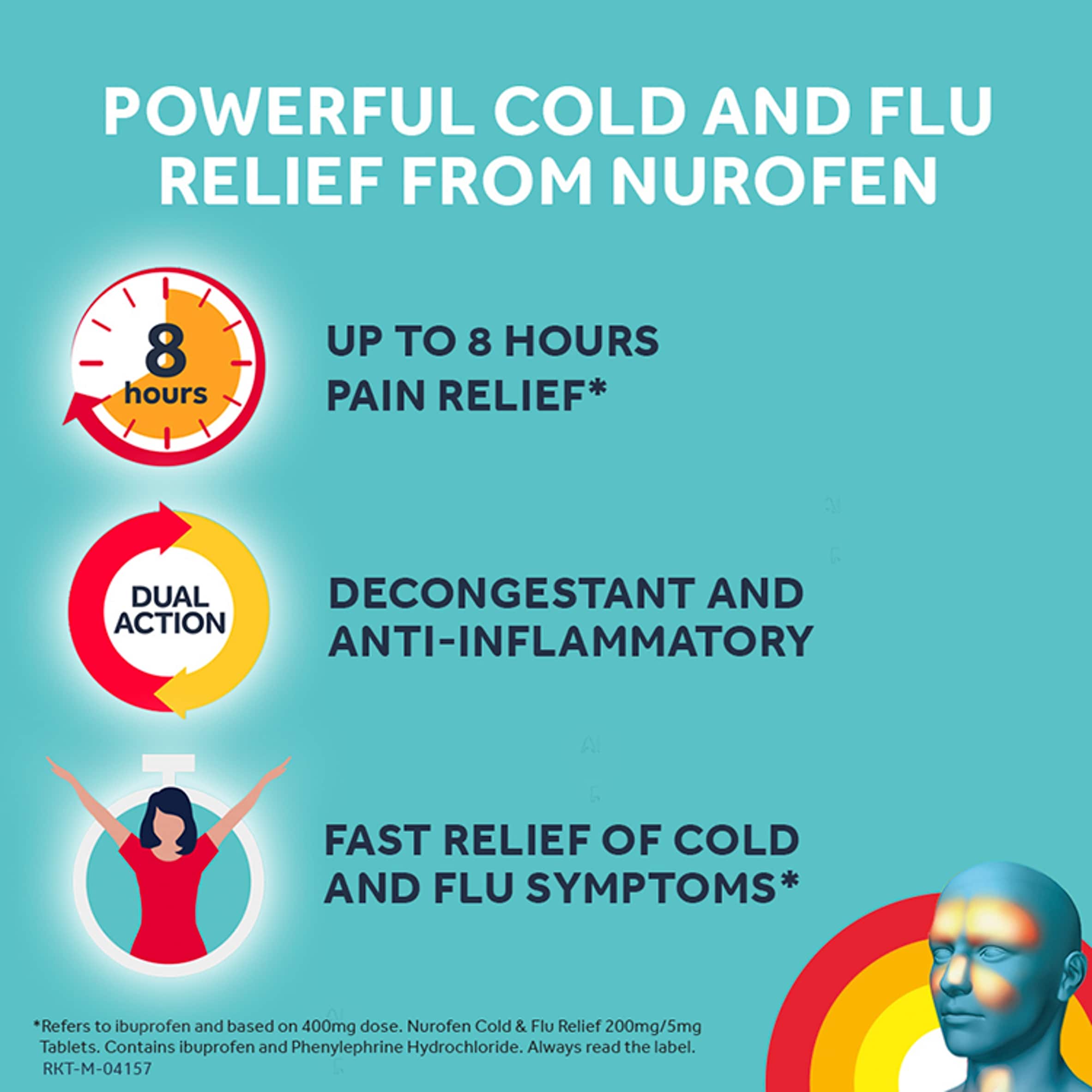 Nurofen Cold & Flu Relief Tablets - Ibuprofen, Phenylephrine Hydrochloride 16s thumbnail 4