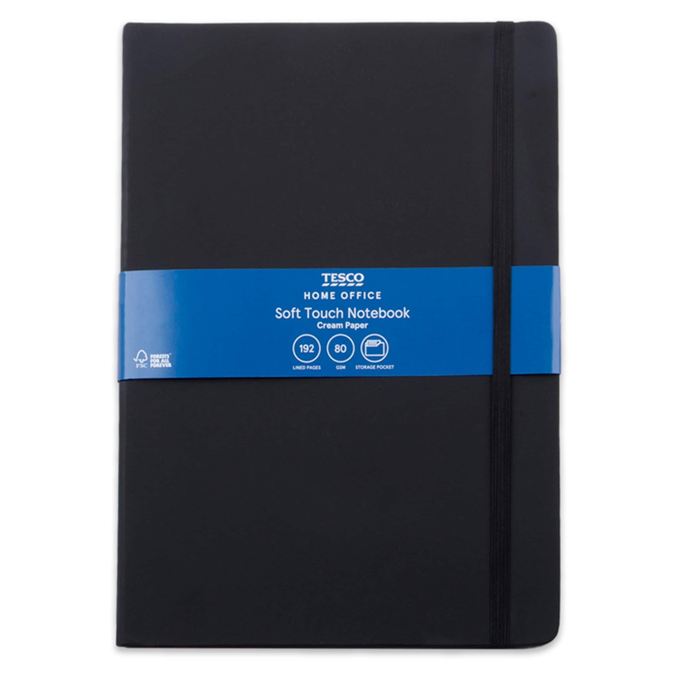 Tesco Black Soft Touch Notebook 192 Pages