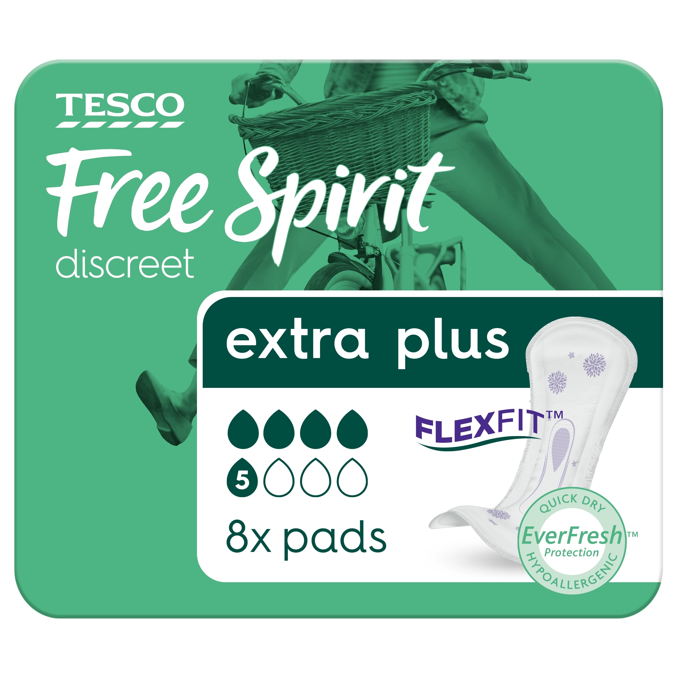 Tesco Free Spirit Discreet Extra Plus Pads 8 Pack