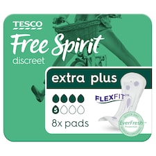 Tesco Free Spirit Discreet Extra Plus Pads 8 Pack