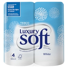 Tesco Luxury Soft White Toilet Tissue 4 Rolls