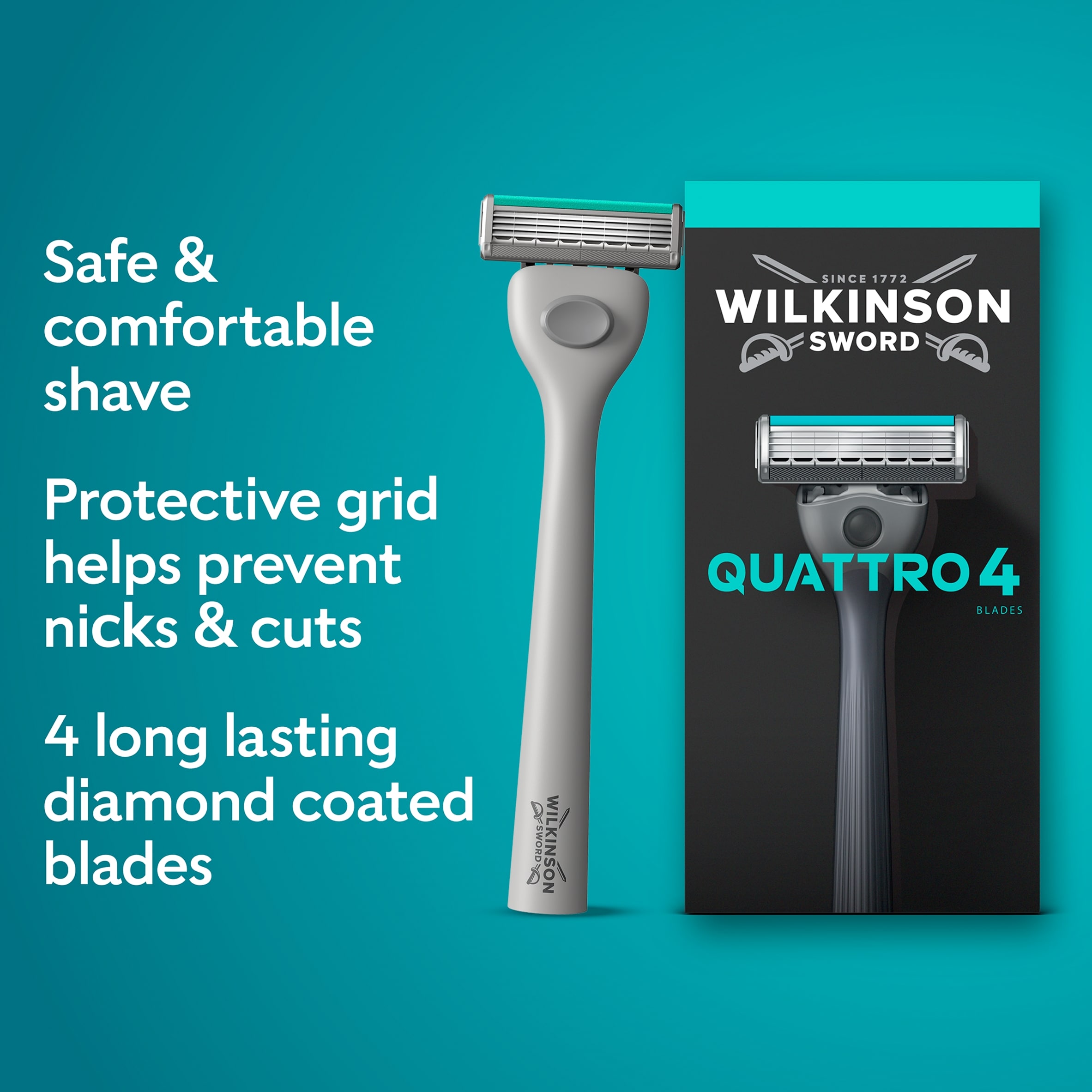 Wilkinson Sword Quattro Men’s Razor Blade Refills 4 pack thumbnail 2