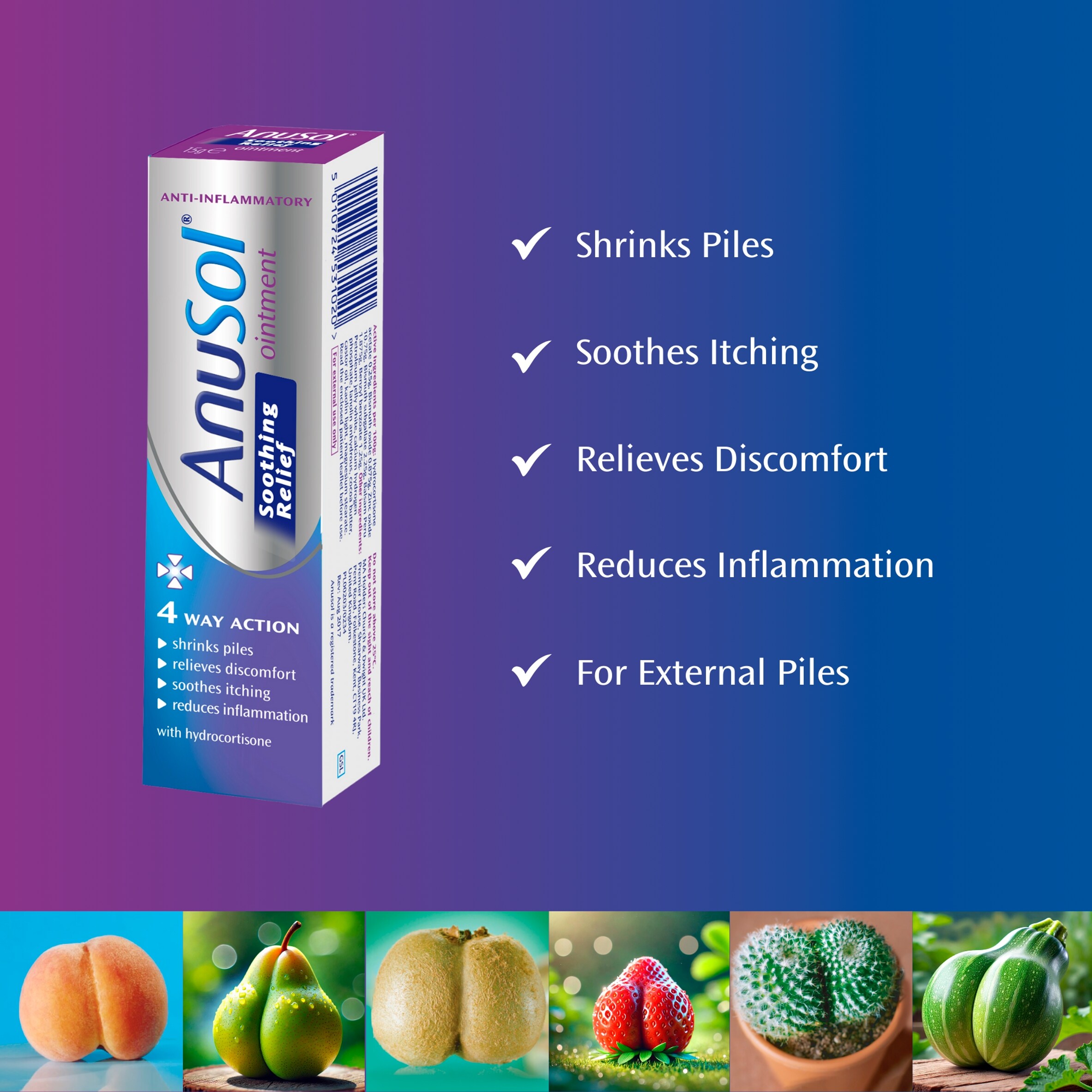 AnuSol Soothing Relief Ointment for Piles 15g thumbnail 2