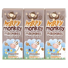 Happy Monkey Milkshakes - Chocolate 3x200ml