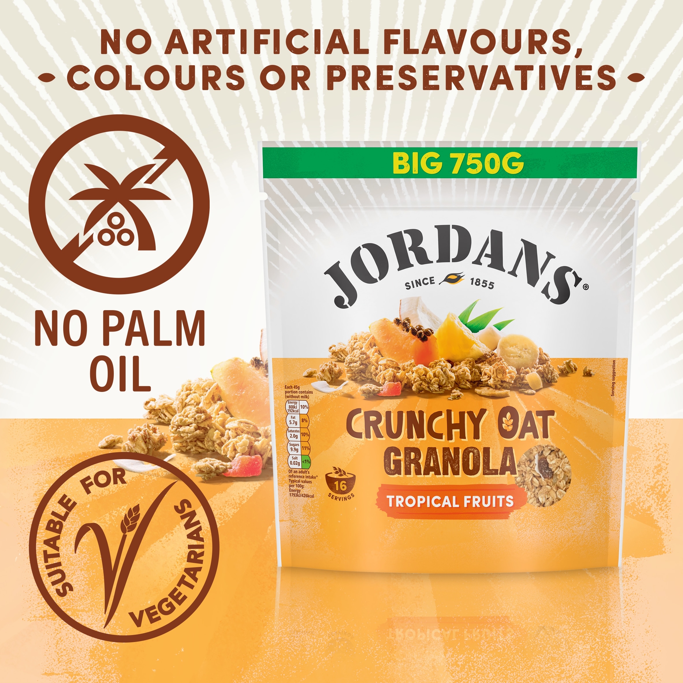 Jordans Crunchy Oat Granola - Tropical Fruits 750g thumbnail 3