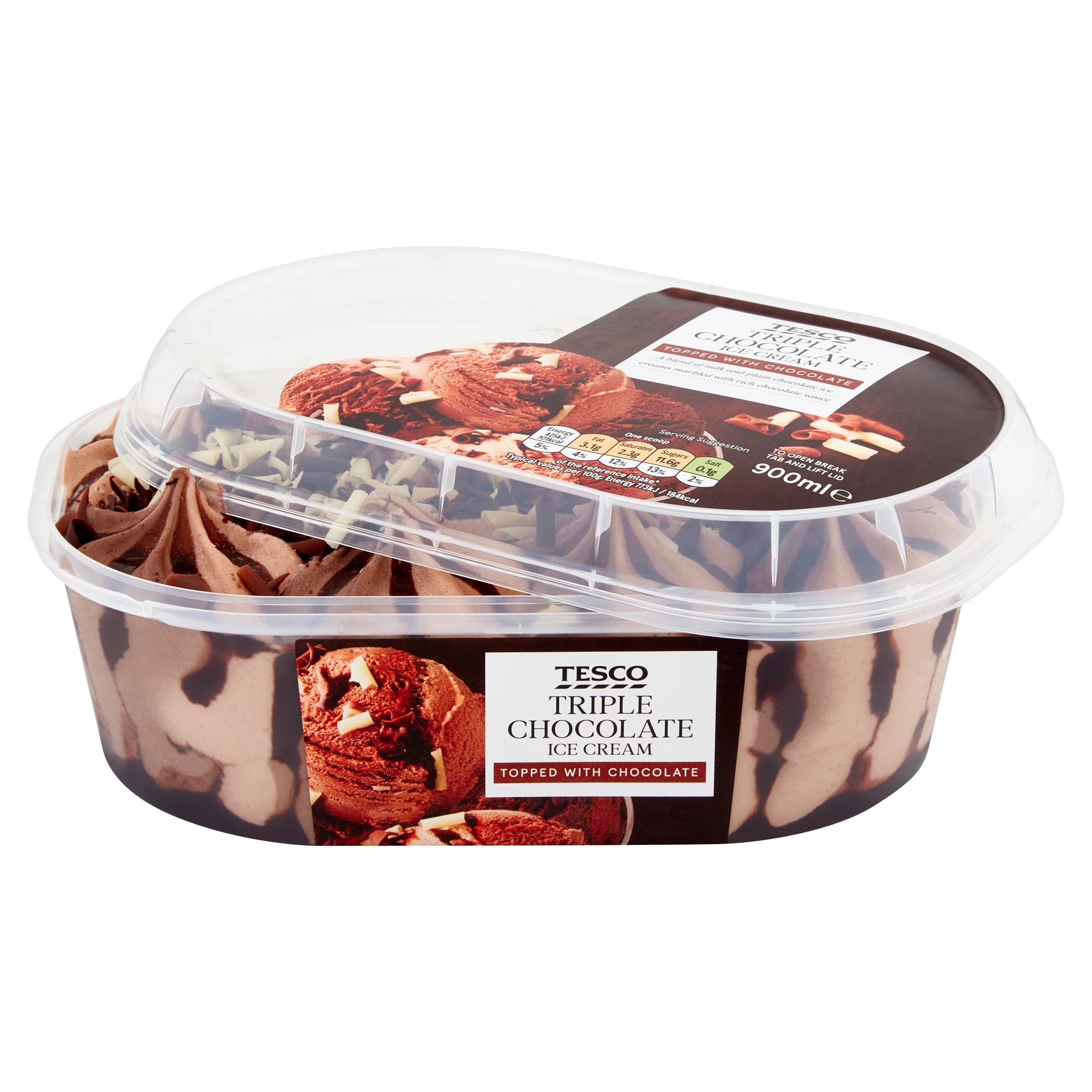 Tesco Triple Chocolate Ice Cream 900Ml thumbnail 2