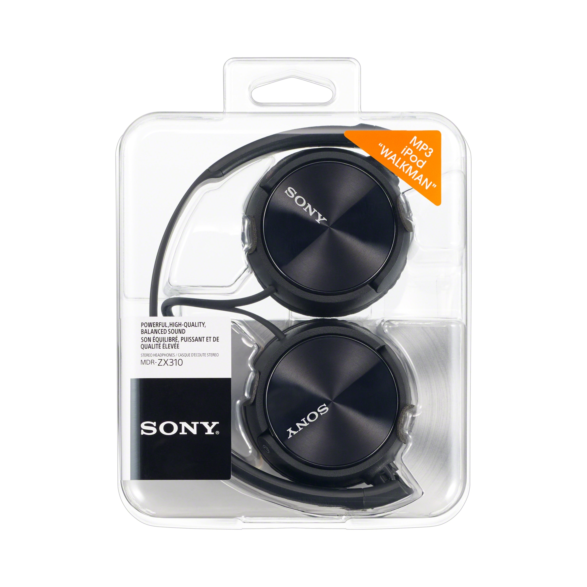 Sony MDV-ZX310 Wired On Ear Headphones Black thumbnail 3