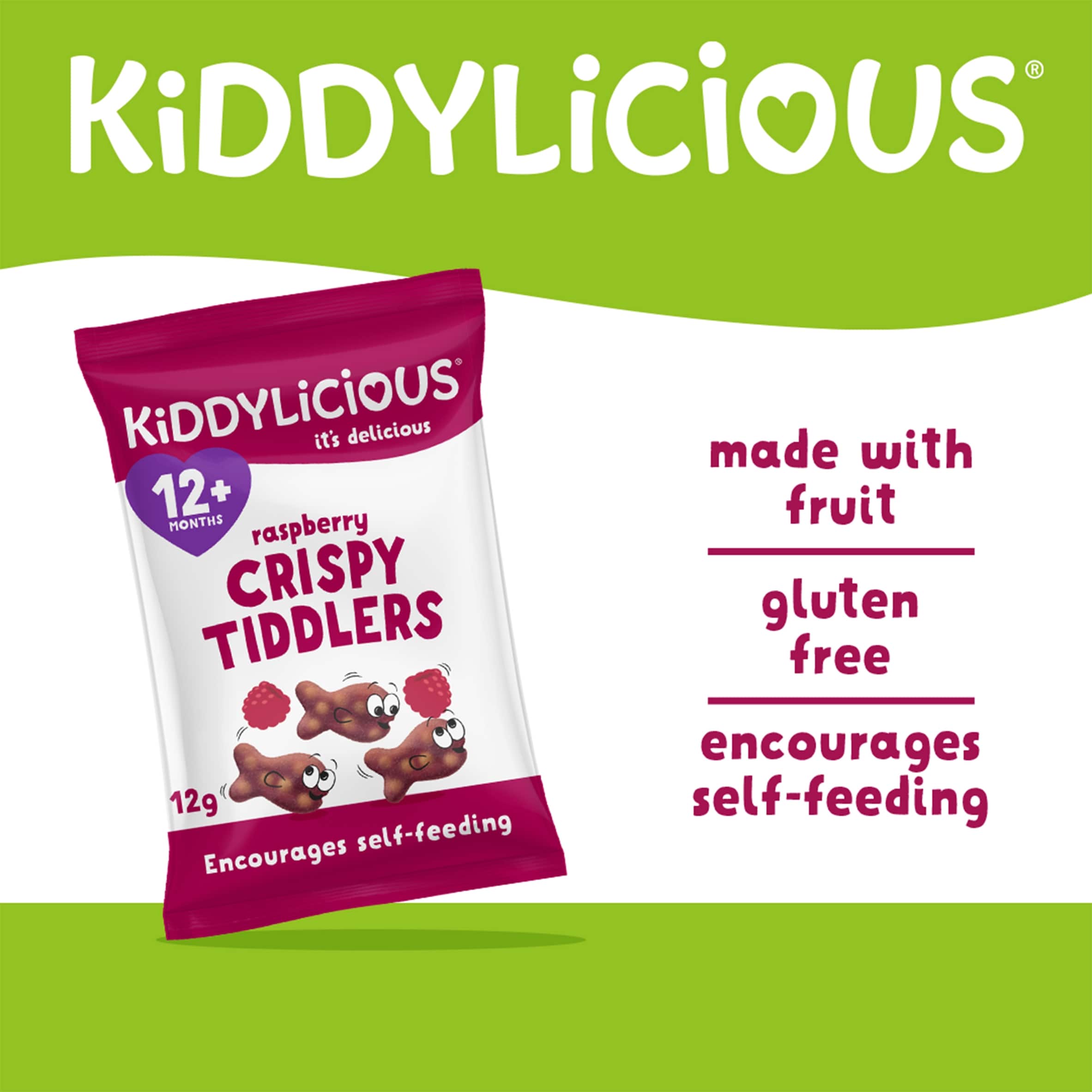 Kiddylicious Crispy Tiddlers - Raspberry 12g thumbnail 2