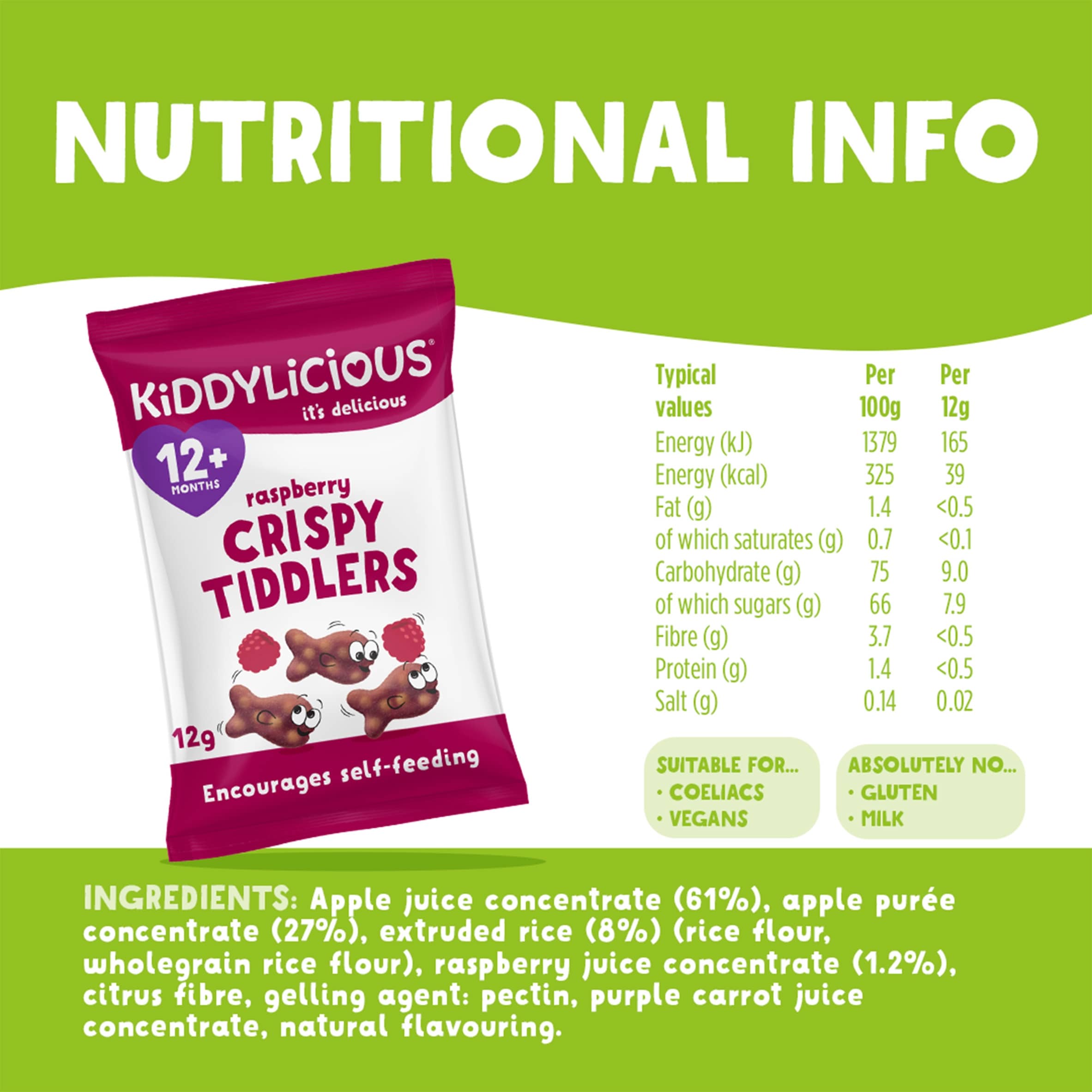 Kiddylicious Crispy Tiddlers - Raspberry 12g thumbnail 3
