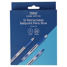 T.Retractable Ball Pens Grip Blue 10 Pack