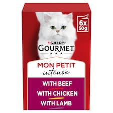 GOURMET Mon Petit Meaty Variety Beef; Chicken; Lamb Wet Cat Food 6x50g