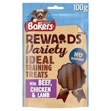 BAKERS Rewards Chicken; Beef and Lamb Dog Treats 100g