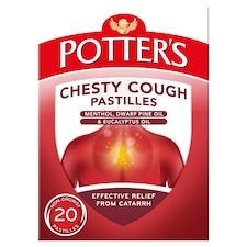 Potter's Chesty Cough Relief Pastilles - Menthol, Dwarf Pine Oil, Eucalyptus Oil 20s