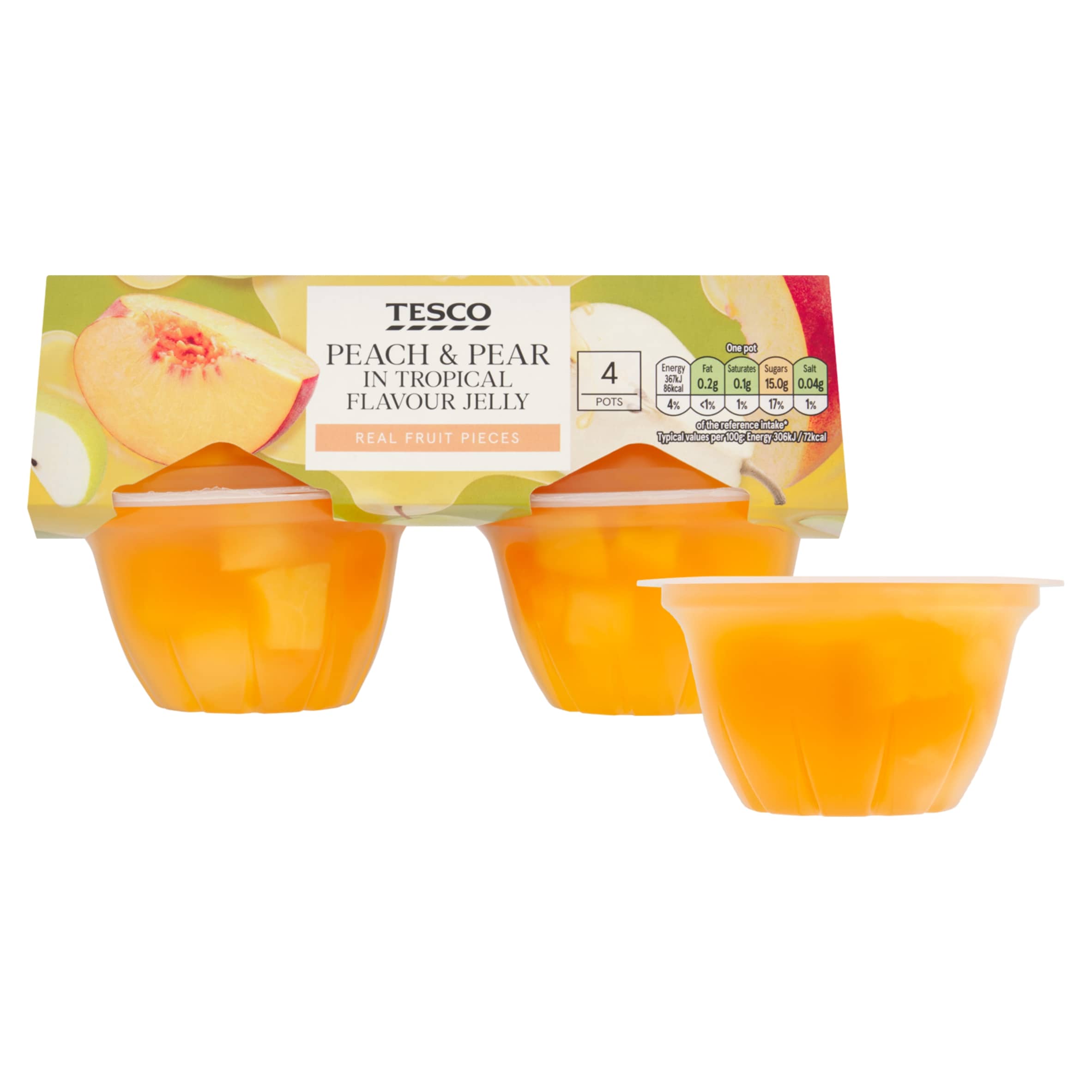 Tesco Peach & Pear in Tropical Flavour Jelly 4 x 120g thumbnail 2