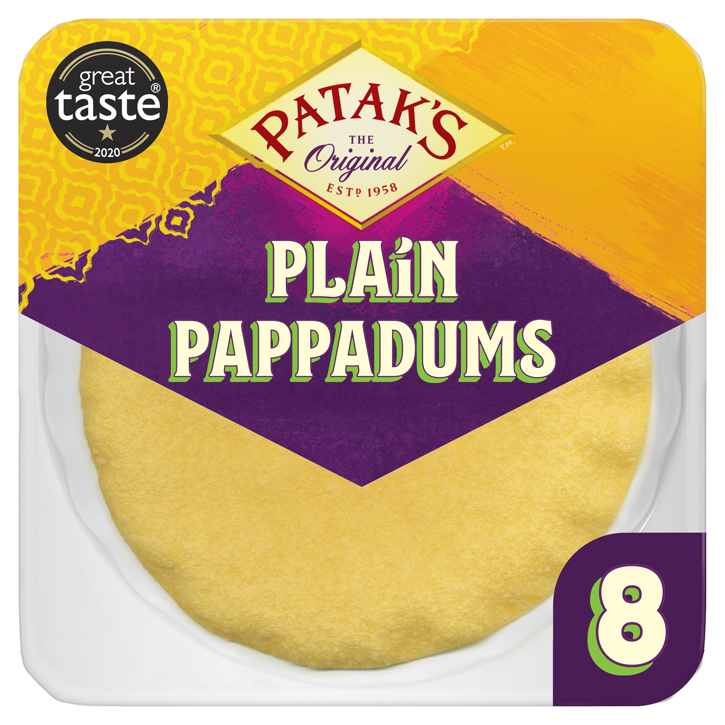 Pataks Ready To Eat Plain Pappadums 8 Pack