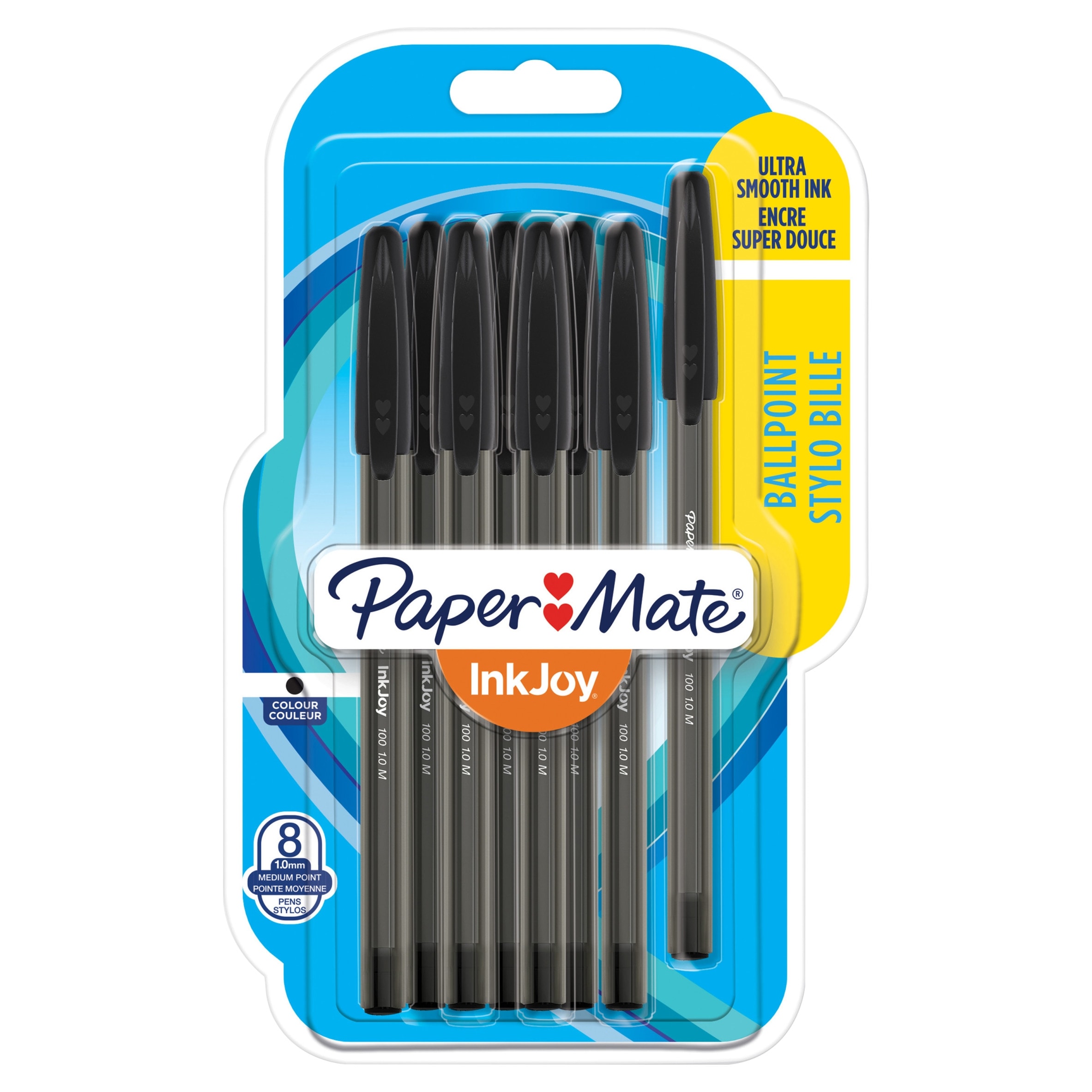 Paper Mate InkJoy 100 Ballpoint Pens, Black, 8 Count