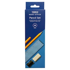 Tesco Hb 8 Pencils With Sharpener/ Eraser/Ruler