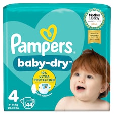 Pampers Baby Dry Size 4 Essential Pack 44 Nappies