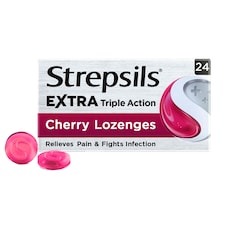 Strepsils Extra Cherry Sore Throat & Pain Relief Lozenges - 24s