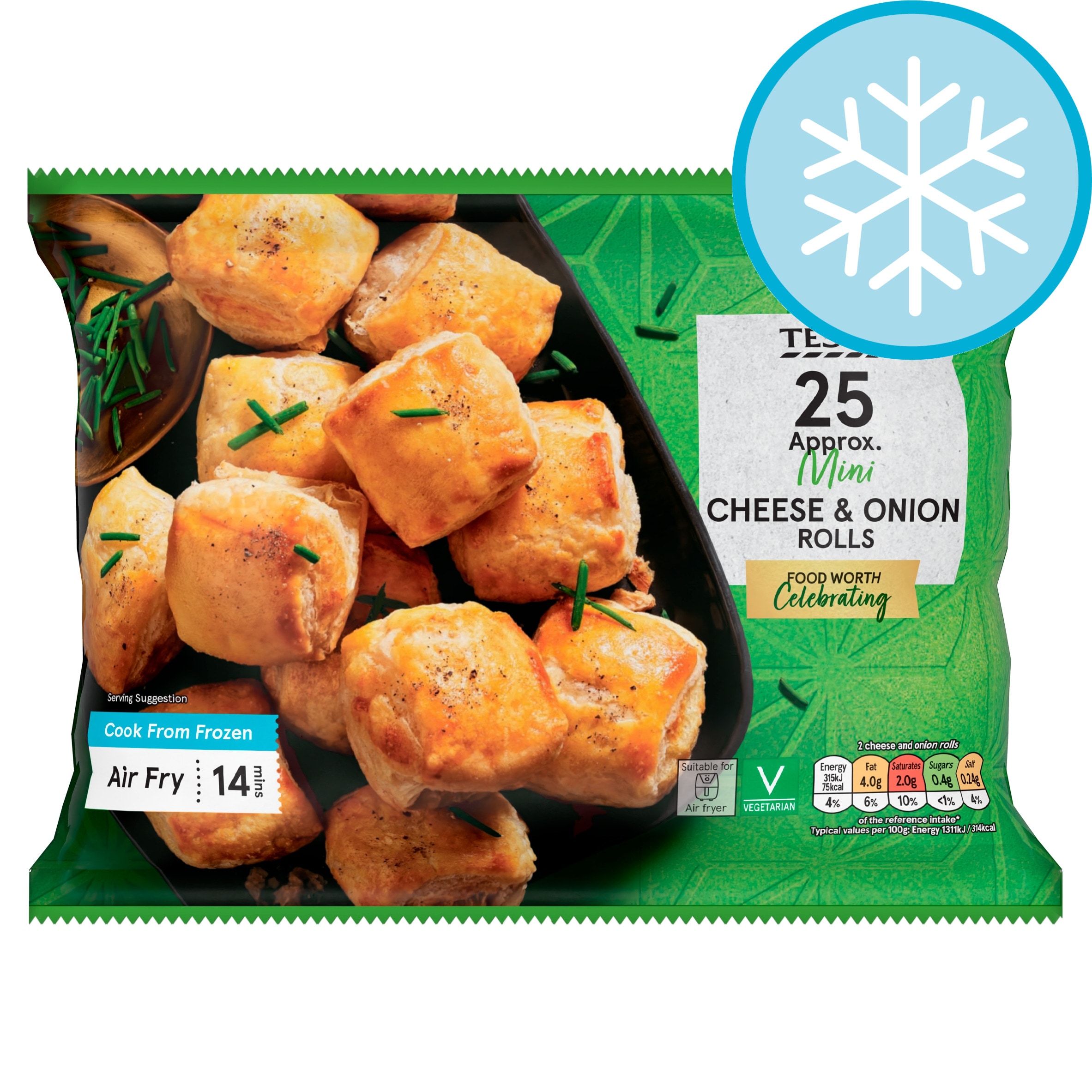 Tesco Cheese & Onion Rolls 25 Pack 375g