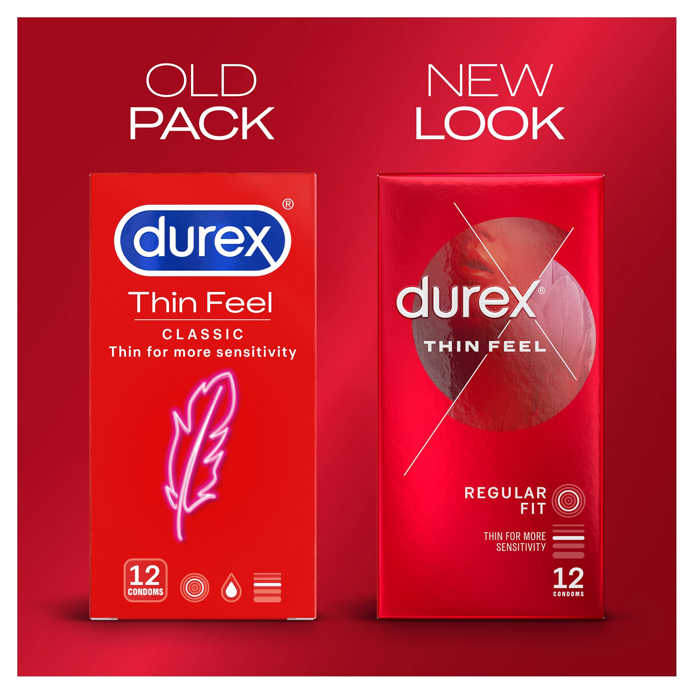Durex Thin Feel Condoms Extra Silicone Lube Regular Fit 12 Pack thumbnail 2
