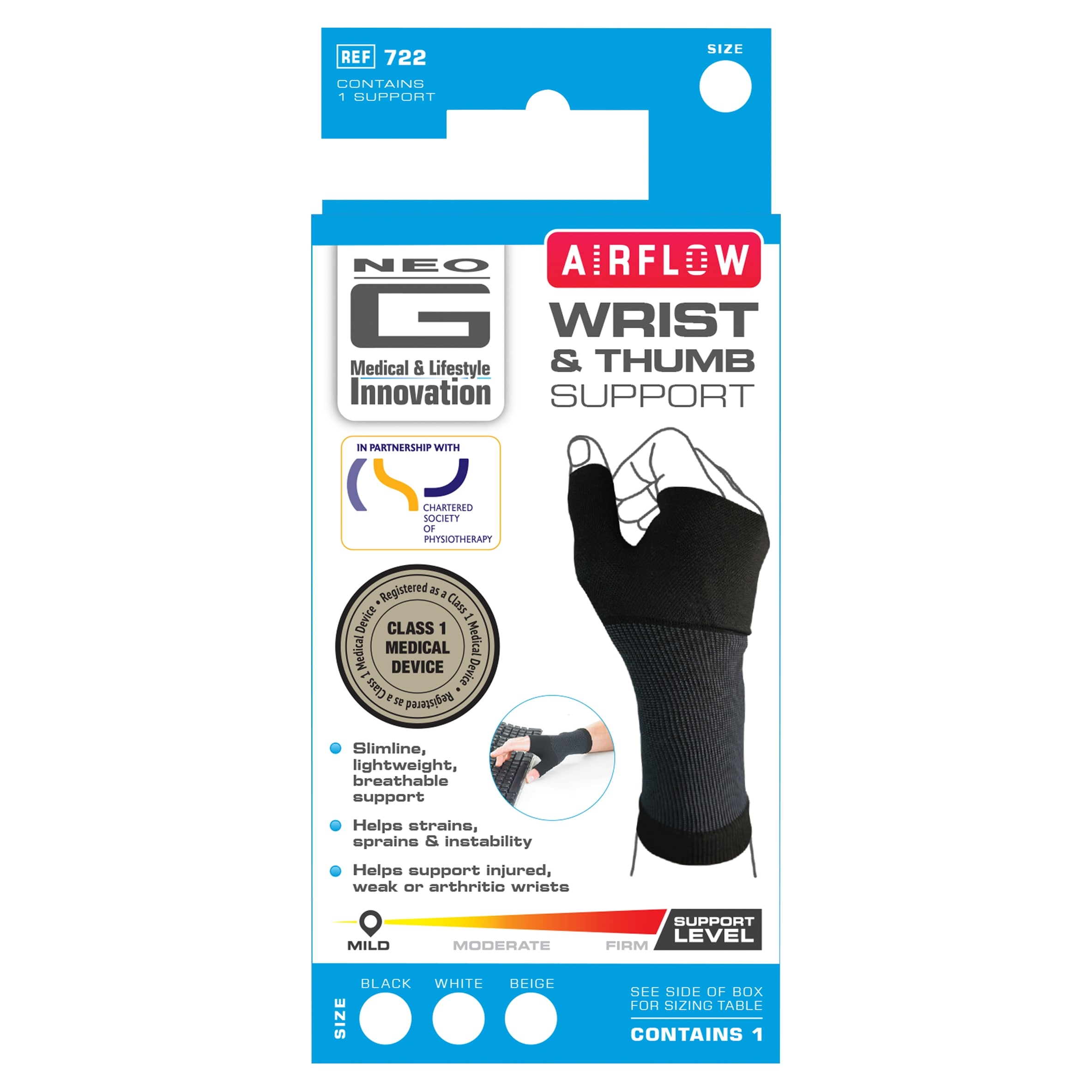 Neo G Airflow Wrist & Thumb Support - Medium Pack (1 pc)