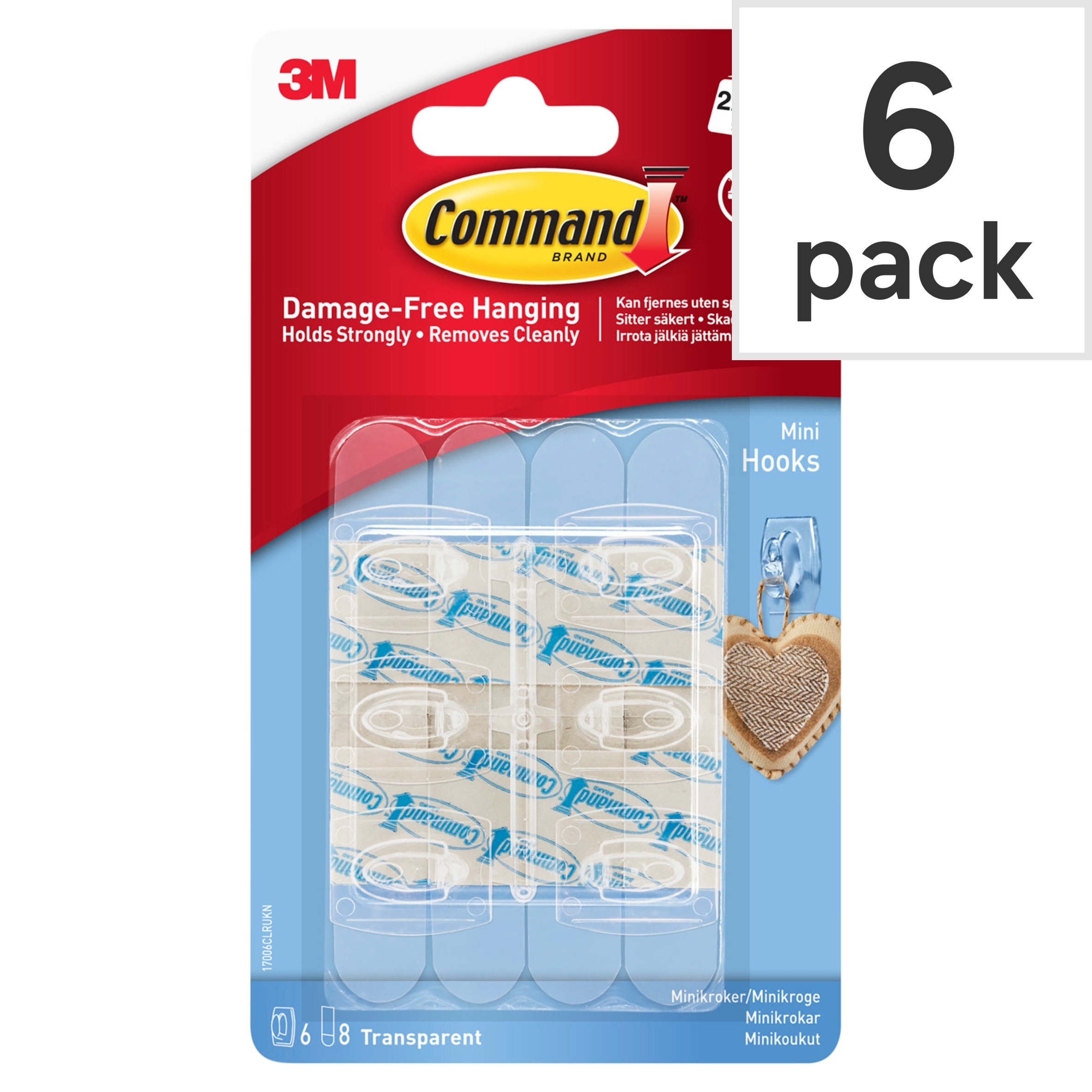 Command Clear Mini Hook 6 Hook 8 Strip