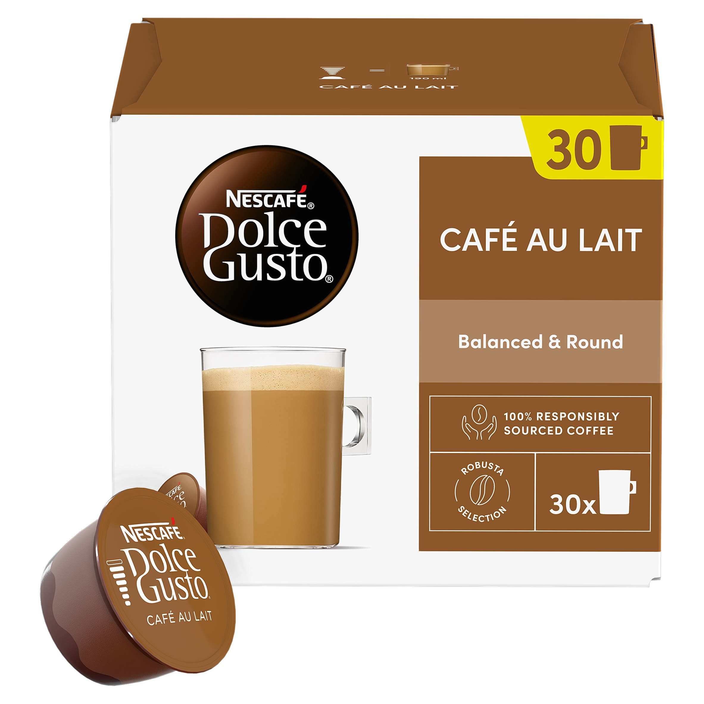 Nescafe Dolce Gusto Cafe Au Lait Coffee Pods x30 300g thumbnail 2