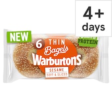 Warburtons Thin Bagels - Sesame 6 Pack