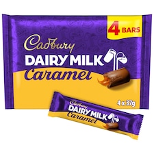 Cadbury Dairy Milk Caramel Chocolate Bar 4 Pack Multipack 148g