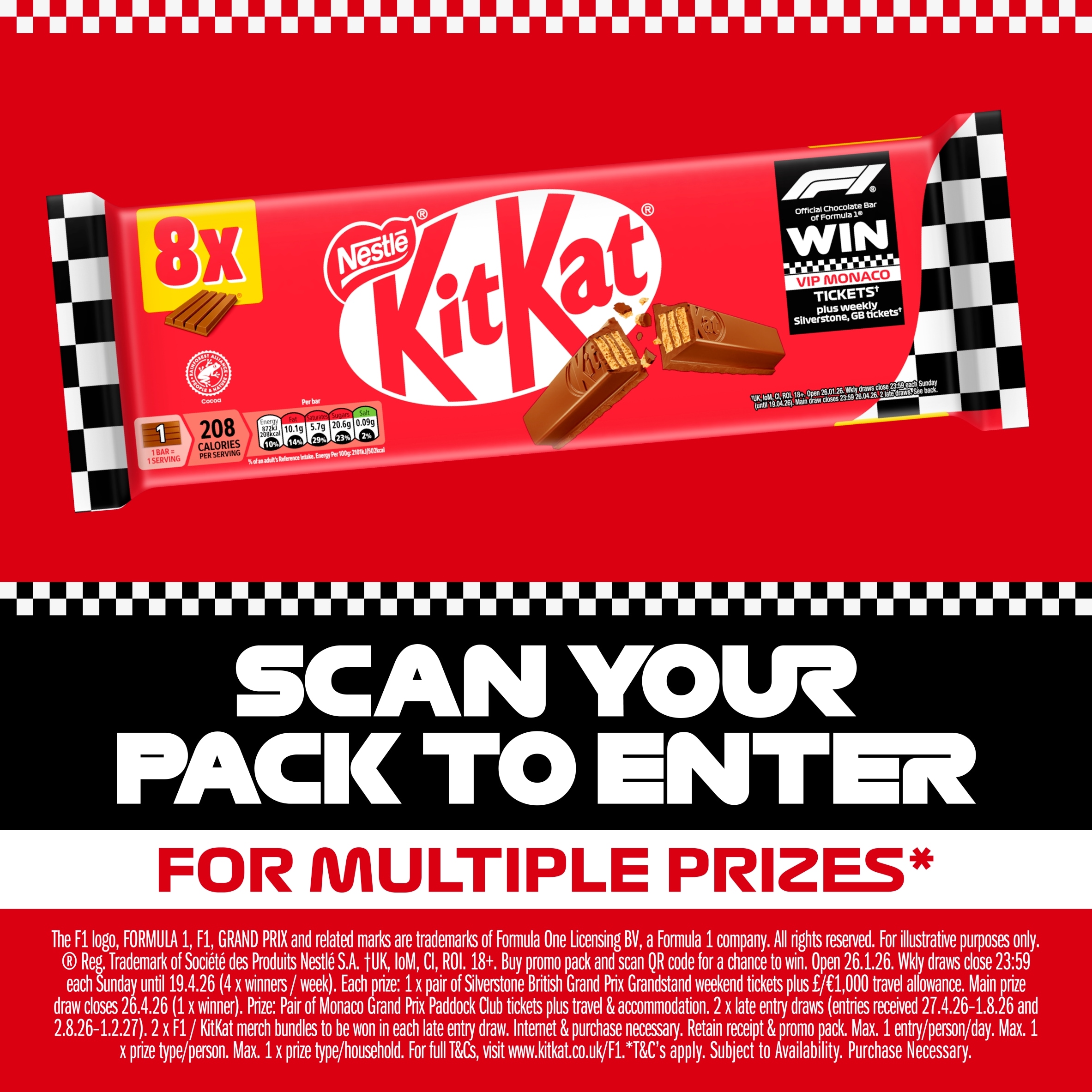Kit Kat 4 Finger Milk Chocolate Bar Multipack 41.5g 8 Pack thumbnail 3