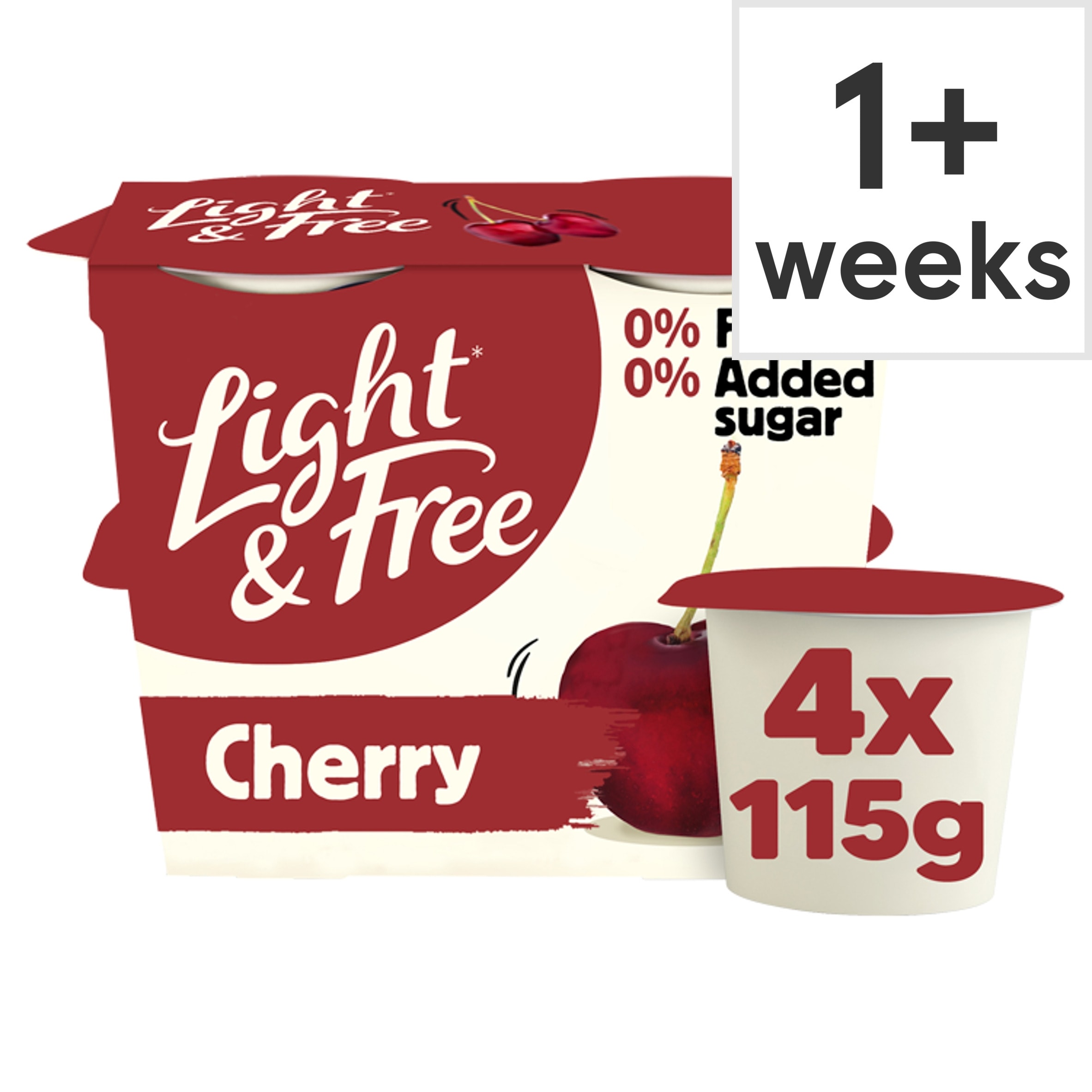 Light & Free Cherry Greek Style 0% Added Sugar, Fat Free Yoghurt