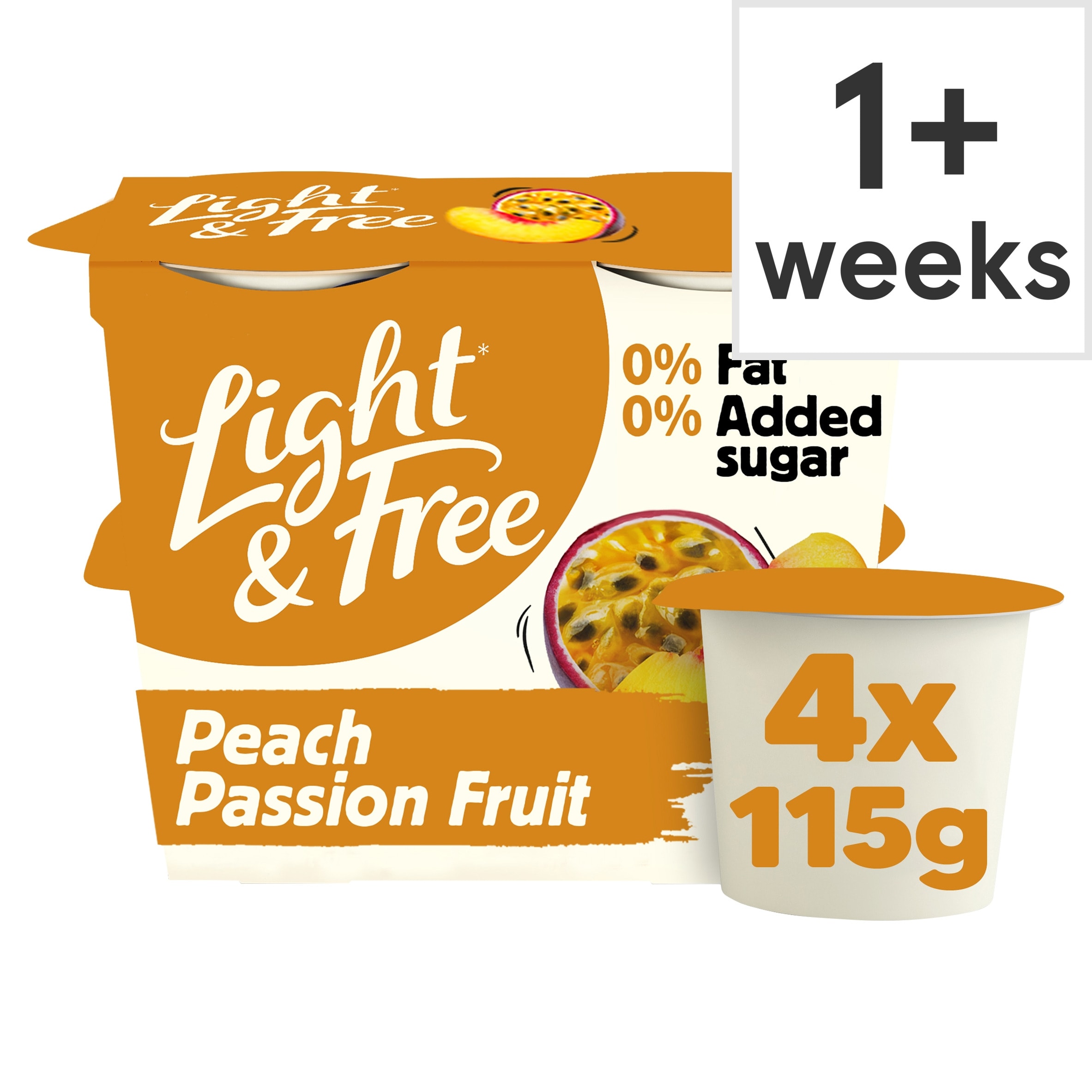 Light & Free Peach Passion Fruit 0% Added Sugar, Fat Free Yoghurt