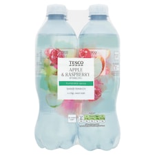 Tesco No Added Sugar Apple & Raspberry Sparkling Flavoured Water 4 x 500ml