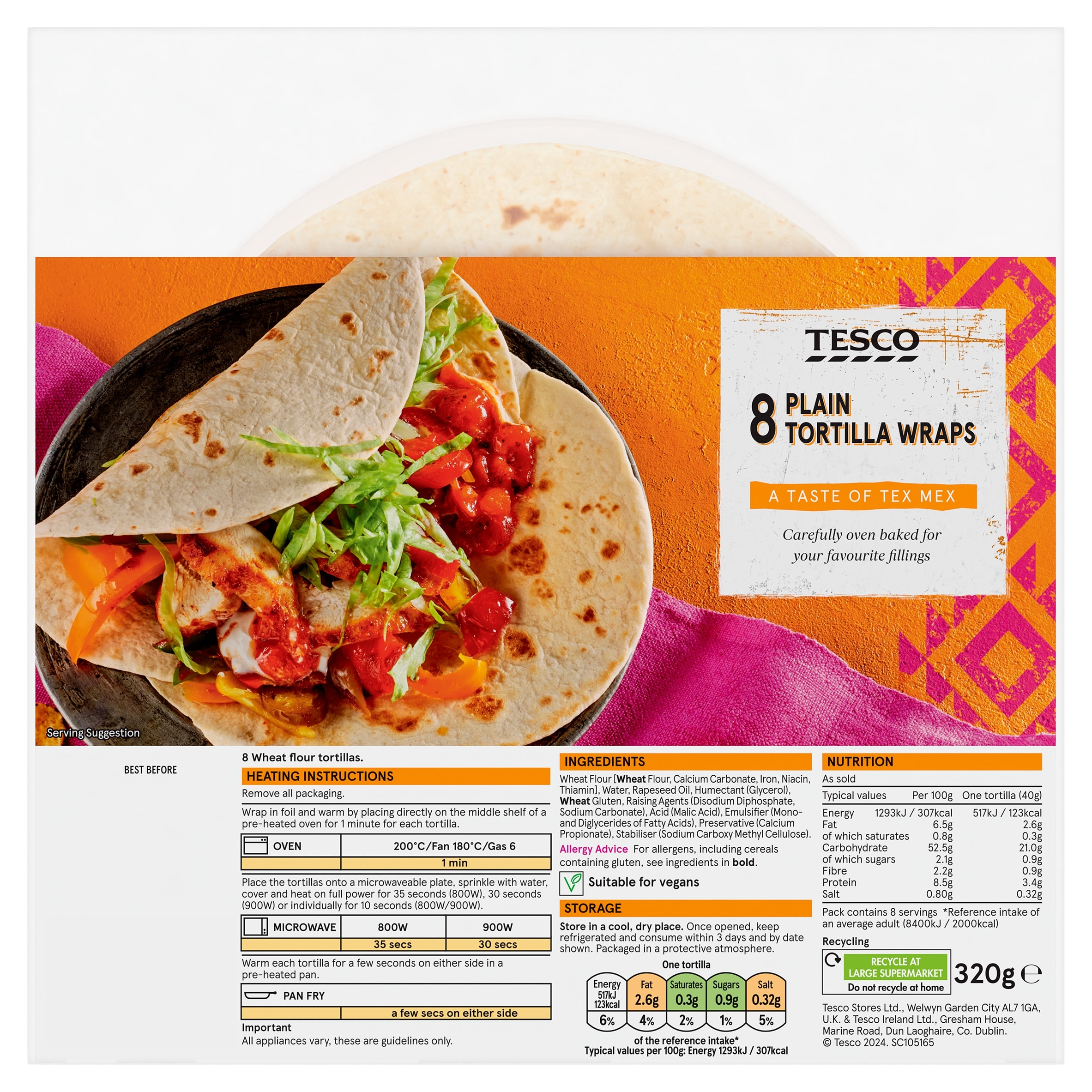 Tesco Plain Tortillas X8 320G
