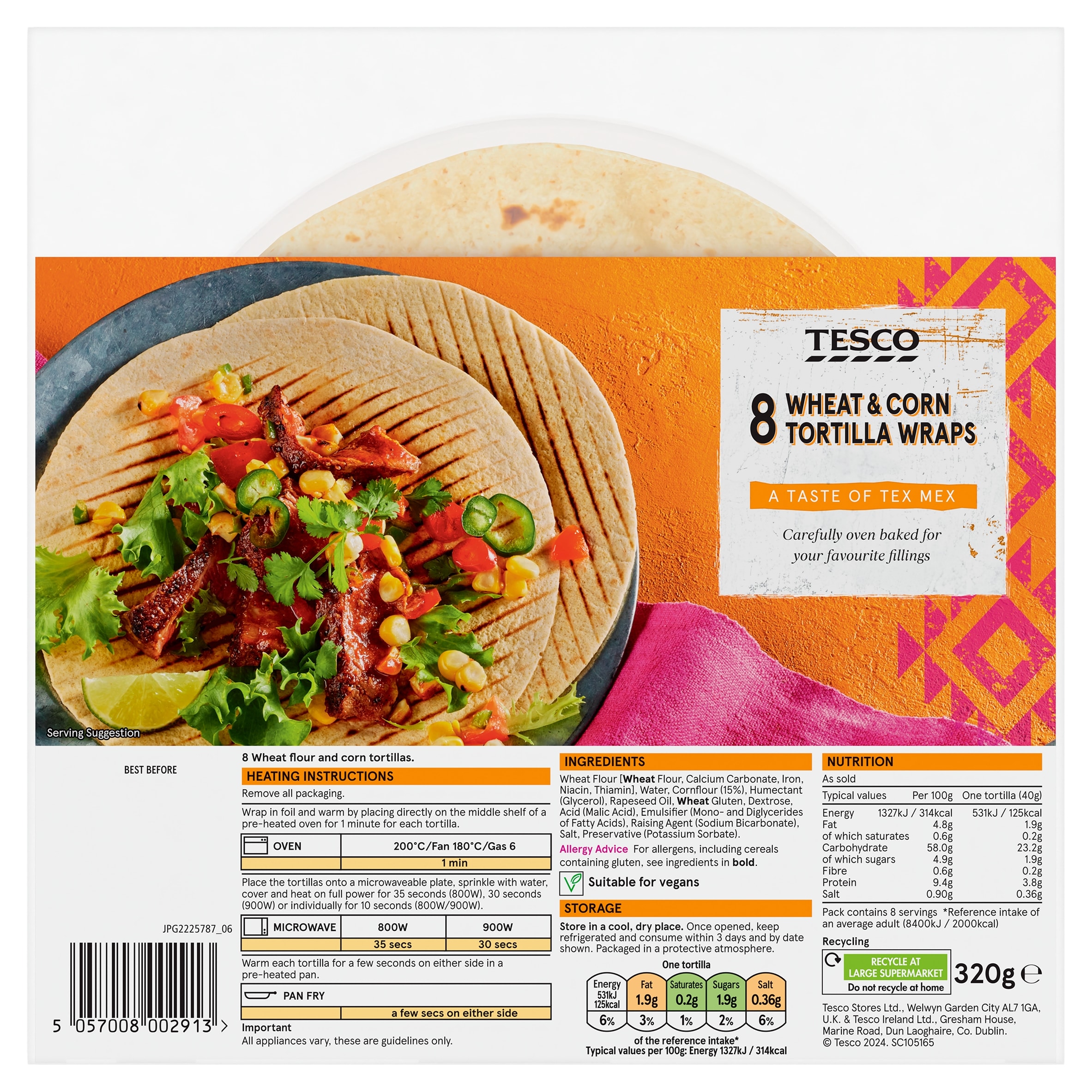 Tesco Wheat & Corn Tortillas X8 320G