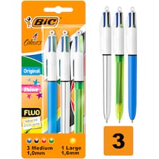 BIC Stationery 4 Colours Ballpoint Pens Assorted 3 Pack