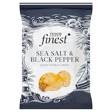 Tesco Finest Hand Cooked Crisps - Sea Salt & Black Pepper 150g
