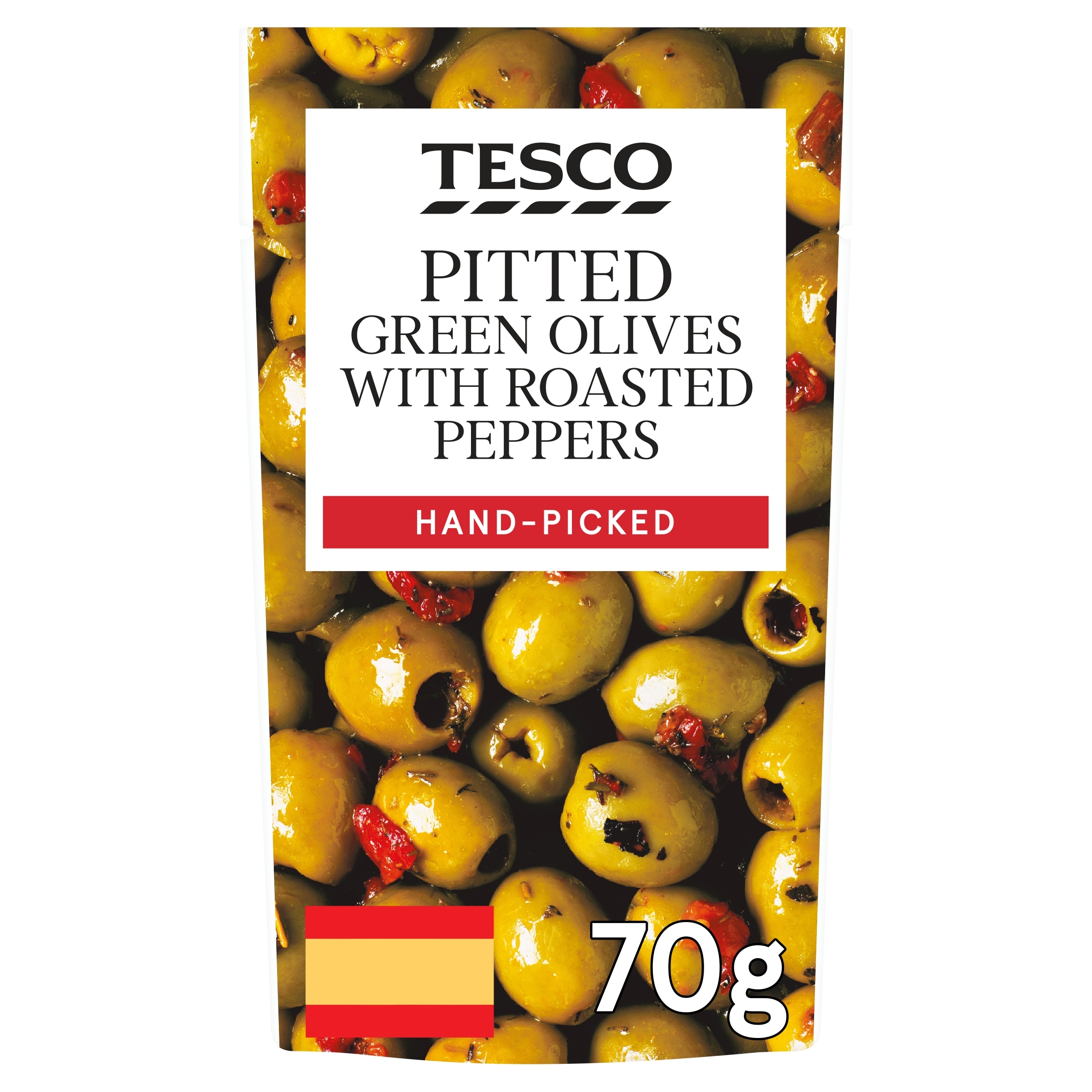 Tesco Pitted Green Olives With Red Peppers