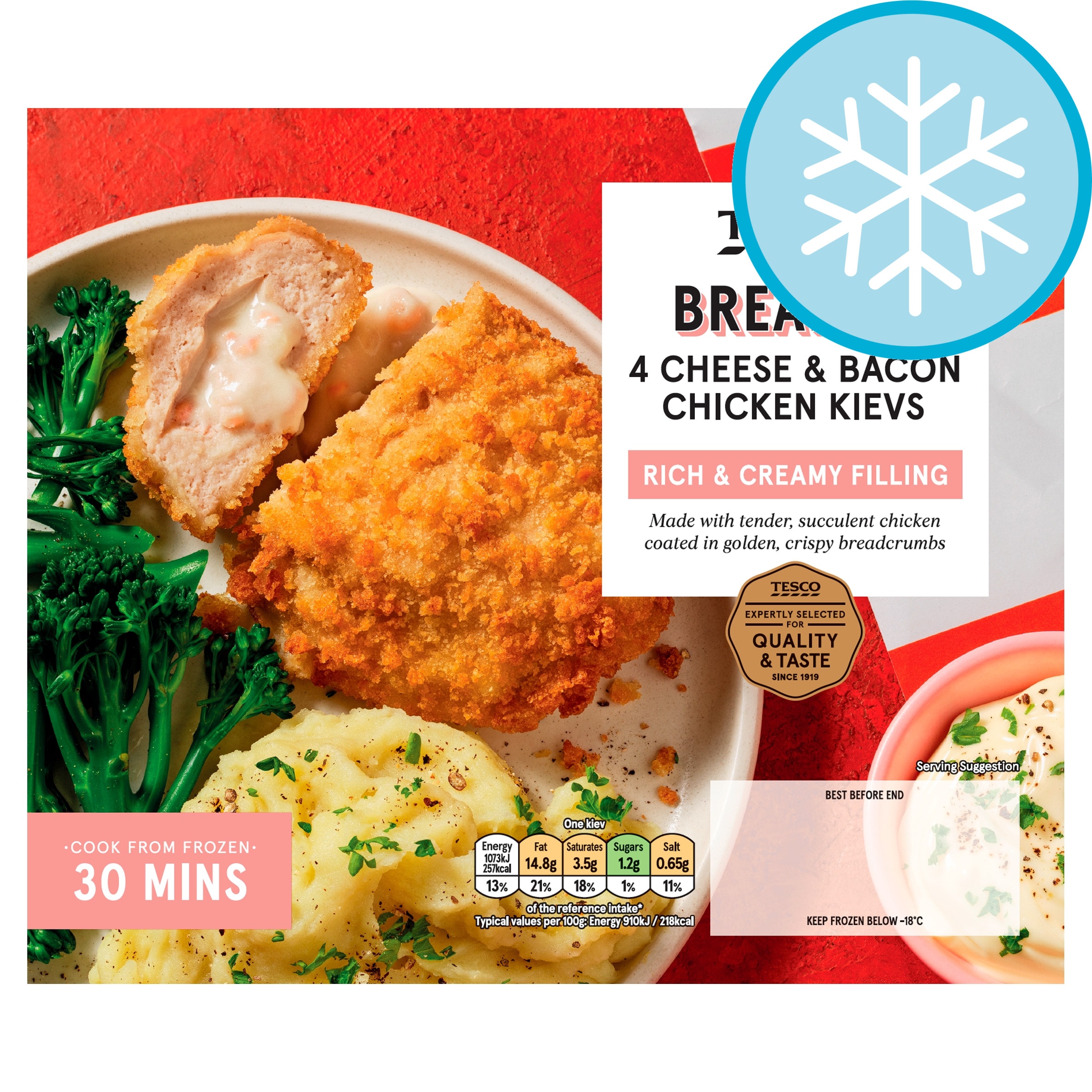 Tesco Breaded 4 Cheese & Bacon Chicken Kievs 500g